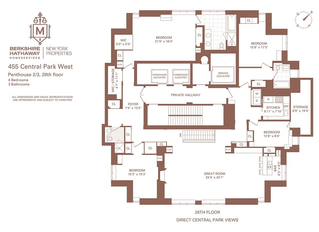 455 Central Park West PH2/3 Central Park West New York NY 10025